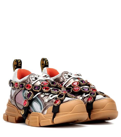 gucci uomo sneakers flashtrek in pelle e rete senza pietre|flashtrek gucci sneakers with swimsuit.